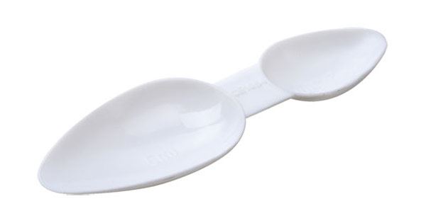 Double-Ended White Plastic Dosage Spoons